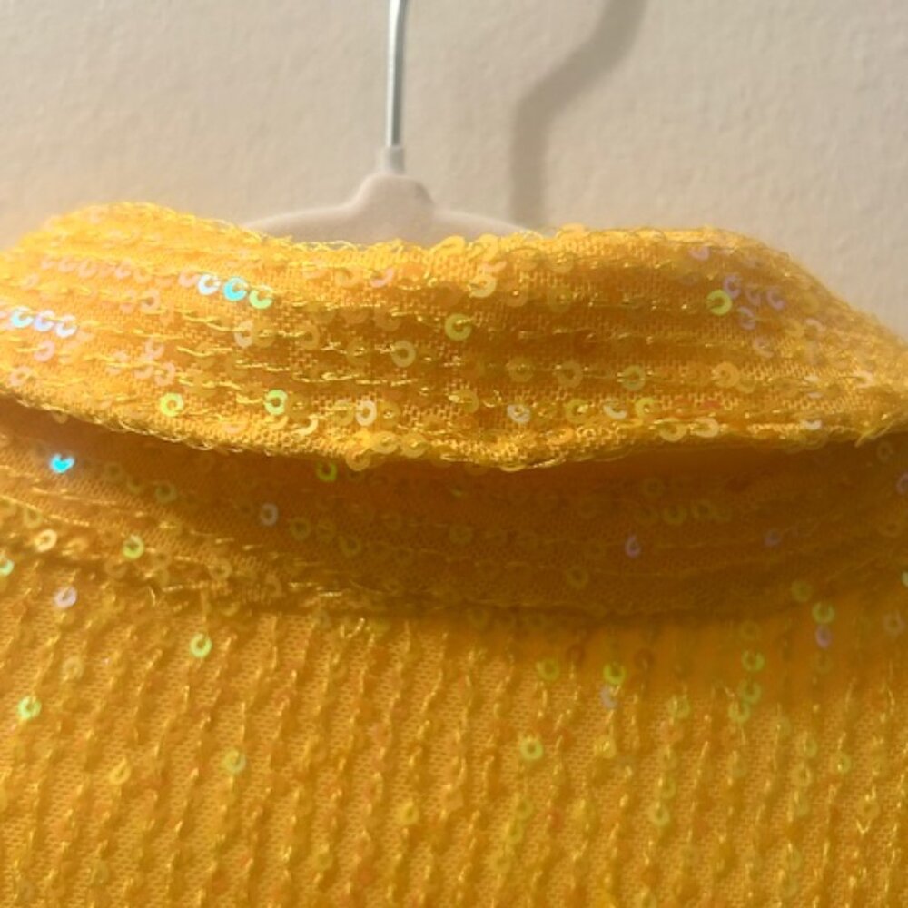 Anthropologie x Flat White Yellow Gold Sequin Button Tunic Shirt Dress NEW M - Picture 11 of 16